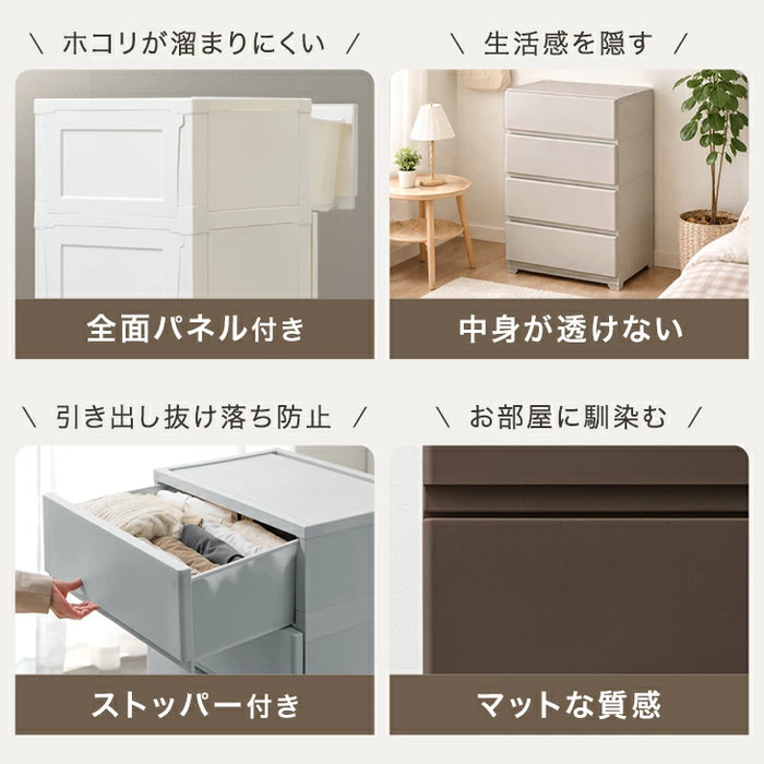 チェスト 日本製 中が見えない ほこりの入りにくい 収納ケース プラスチック  引き出し 軽量 脚付き ワイド［幅54cm・5段］〔92100007〕