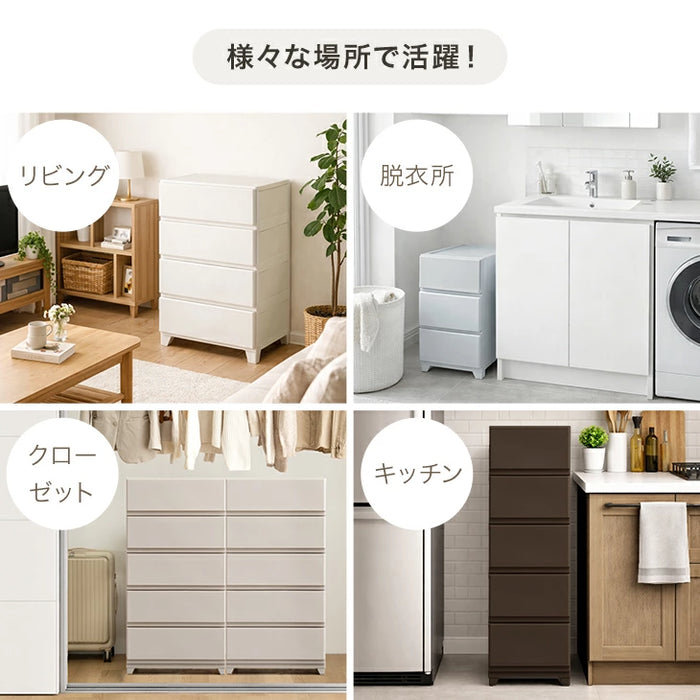 チェスト 日本製 中が見えない ほこりの入りにくい 収納ケース プラスチック  引き出し 軽量 脚付き ワイド［幅54cm・5段］〔92100007〕