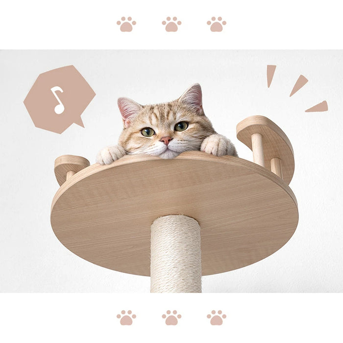 キャットタワー 木目調 据え置き型 爪とぎ 麻紐 置き型 隠れ家付き 北欧 キャットハウス〔92700005〕