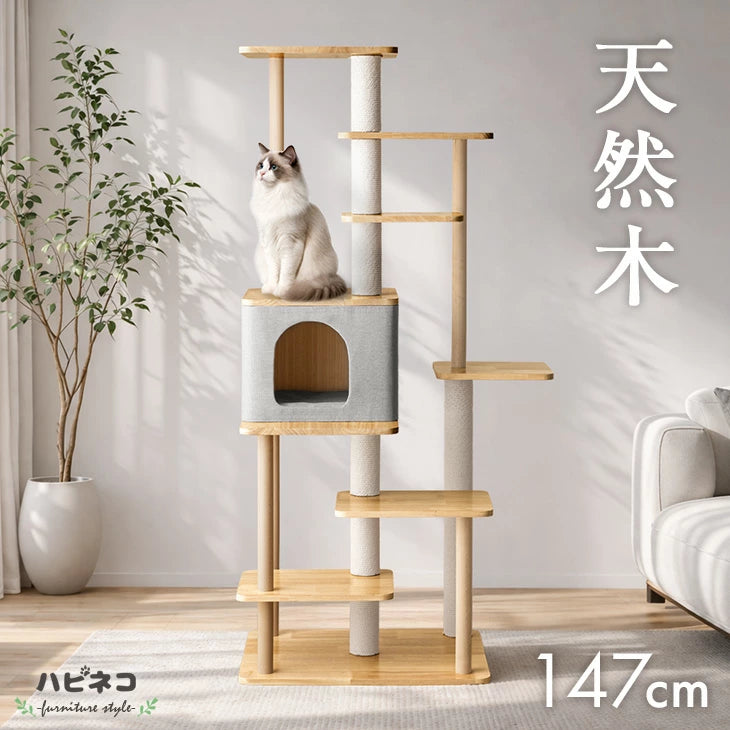 天然木<br>隠れ家付 キャットタワー - 3位