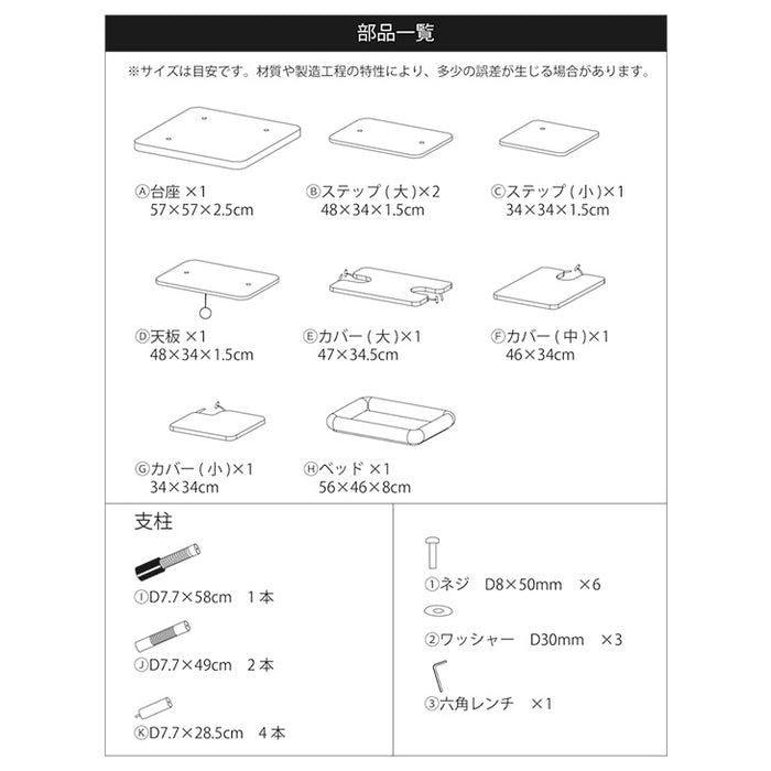キャットタワー 交換用パーツ ステップカバー ベッド 爪とぎポール 【92700001用】〔92700010〕