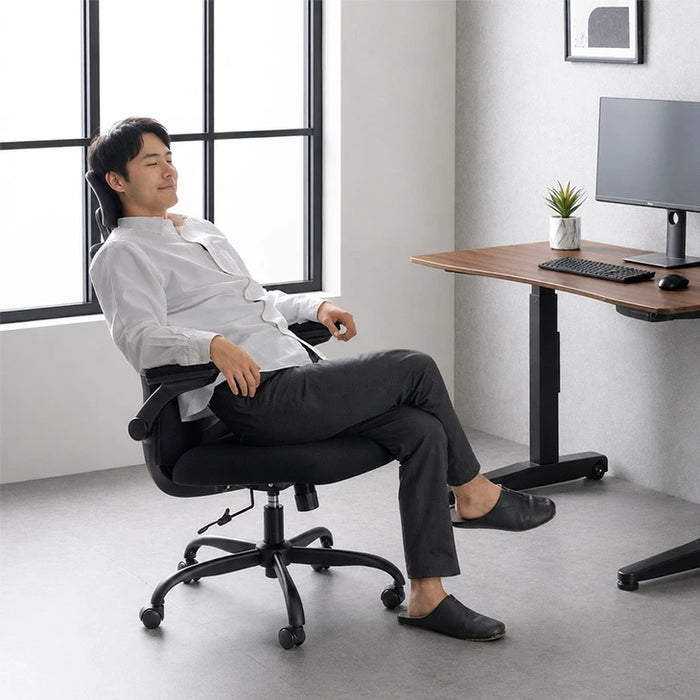 可動ランバーサポート 2Dアームレスト オフィスチェア ハイバック ワークチェア ゲーミングチェア チェア デスクチェア 肘付き ロッキング ロータリーアーム〔95200001〕