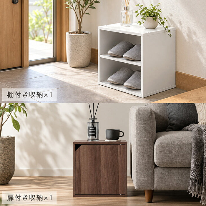 【新発売記念プライス】［2個セット］組み替え自在 カラーボックス 扉付き 棚付き オープン 大容量 収納〔00100635〕