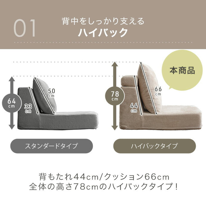 ［2Pタイプ］洗えるカバーリング フロアソファ 圧縮 ハイバック ロータイプ クッション付 北欧〔99900930〕