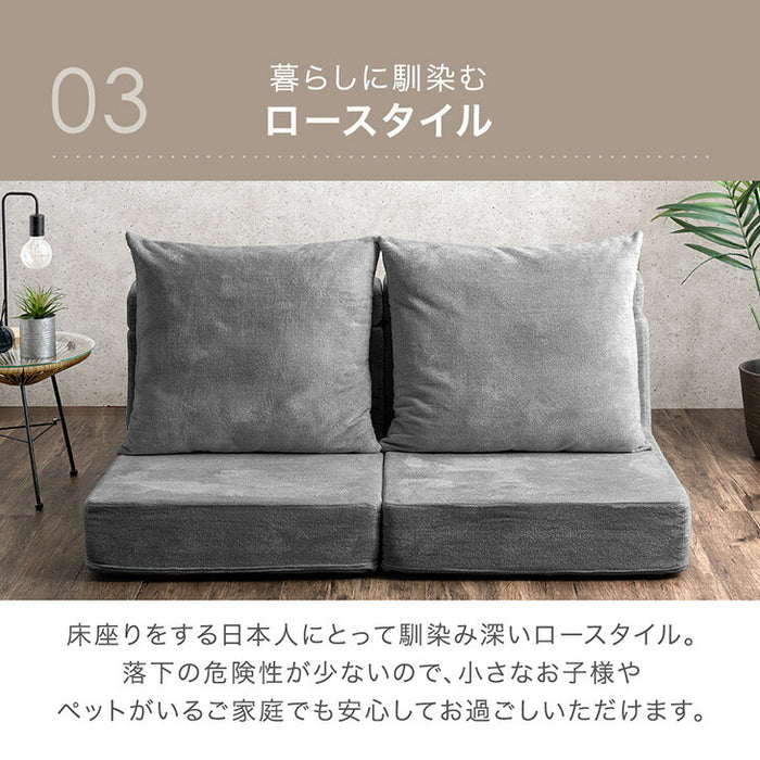 ［2Pタイプ］洗えるカバーリング フロアソファ 圧縮 ハイバック ロータイプ クッション付 北欧〔99900930〕