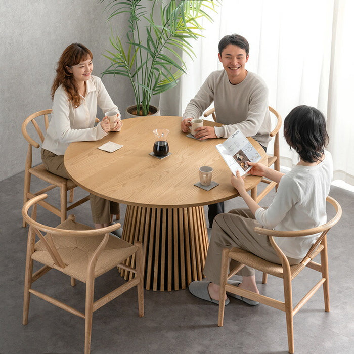 ［幅120cm］円形 ダイニングテーブルセット 5点 4人掛け 天然木 木製 北欧 丸テーブル【テーブルのみ搬入設置込み】【超大賀商品】〔99900605〕