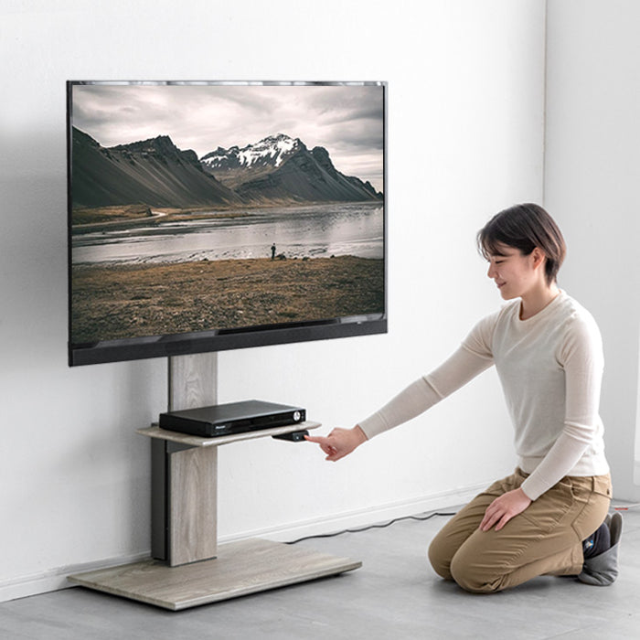 メモリ機能付き 電動昇降 テレビスタンド 上下/左右 首振り ～ 65インチ 隠しキャスター付 テレビラック ヴィーナスエレクト〔45400093〕