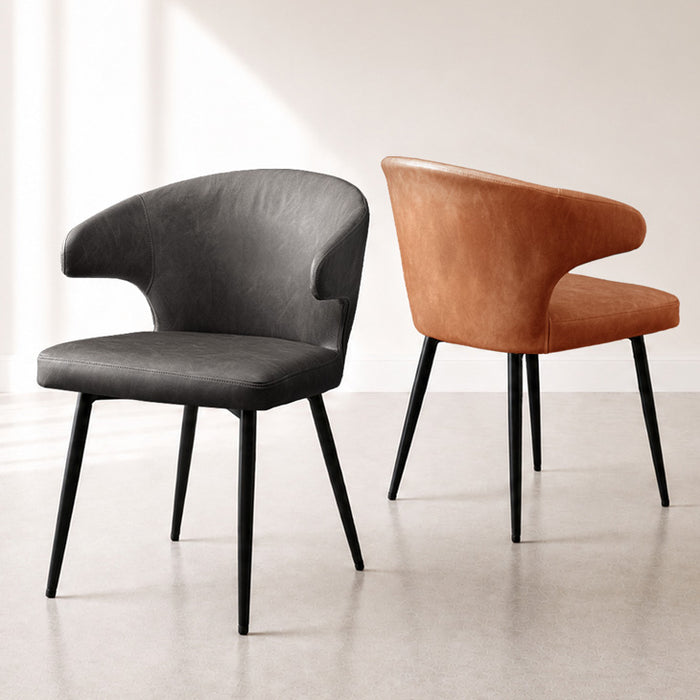 ［1脚］テーブルに掛けられる ダイニングチェア お掃除ロボット対応 ハンギング スチール脚 肘付き レザー調 ファブリック 床傷防止アジャスター〔83200047〕