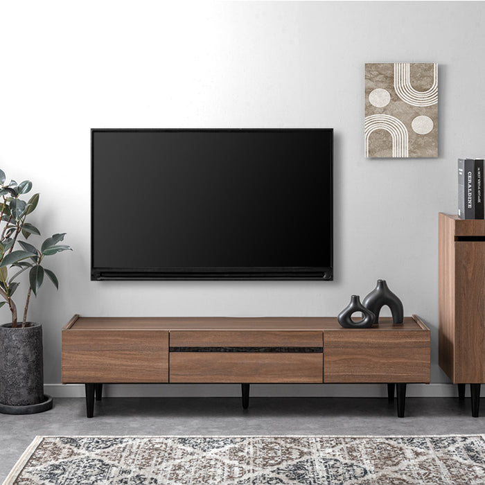 ［幅160cm］テレビ台 完成品 木目調 傷に強いメラミン天板 脚付き TV台 ローボード【超大型商品】〔71050008a〕