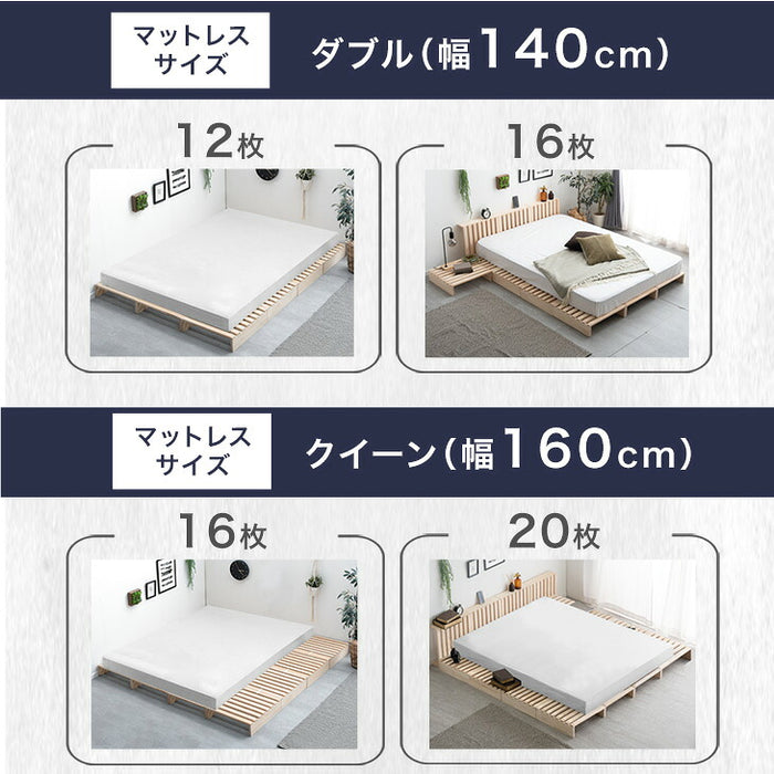 ［シングル(幅97cm)・パレット8枚］パレットベッド マットレス付き 極厚22cm ポケットコイル 天然木パイン すのこベッド〔17620178〕