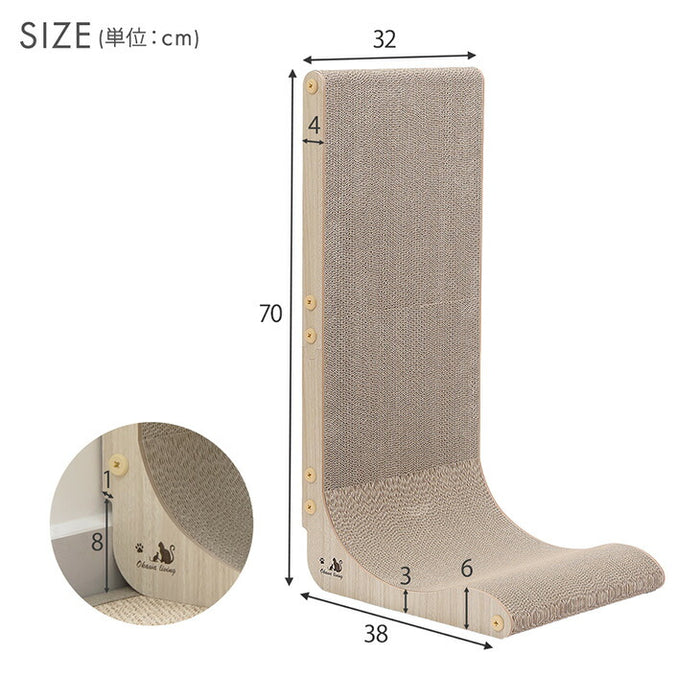 ［1個］木目調 爪とぎスタンド L字型 縦置き 猫用 省スペース おしゃれ 猫用品 〔23500013〕