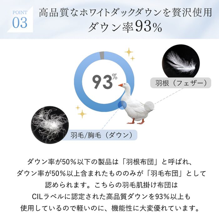 [シングルロング・2枚組]  洗える ダウンケット 日本製 ホワイトダックダウン93% 肌掛け布団 肌掛け 夏 夏用 布団〔10119274〕