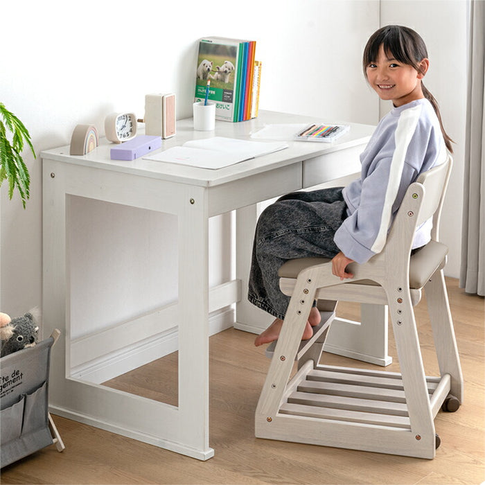 座った瞬間キャスターロック 学習チェア 天然木 高さ調節  キッズチェアクッション ランドセル 収納 足置き〔11719144〕