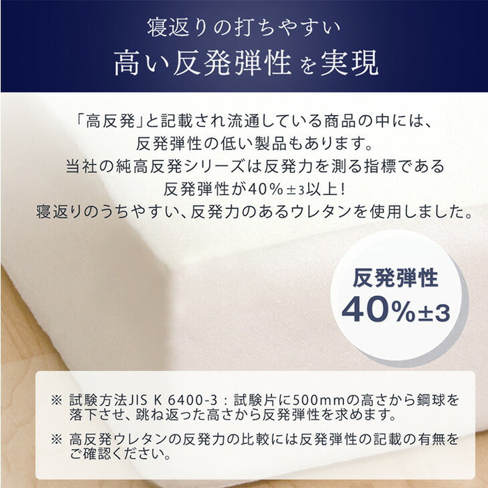 [セミダブル］三つ折り or 一体型 超極厚20cm 「純」高反発マットレス 高密度30D 硬め エコテックス 高反発 洗える カバー マットレス〔13810076〕