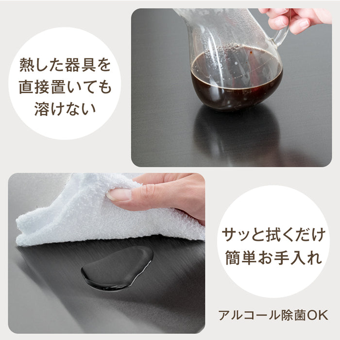 ［幅80cm］高耐久ステンレス天板 伸縮 キッチンカウンター 大川家具 完成品 間仕切り ロータイプ 収納【超大型商品】〔17010093〕
