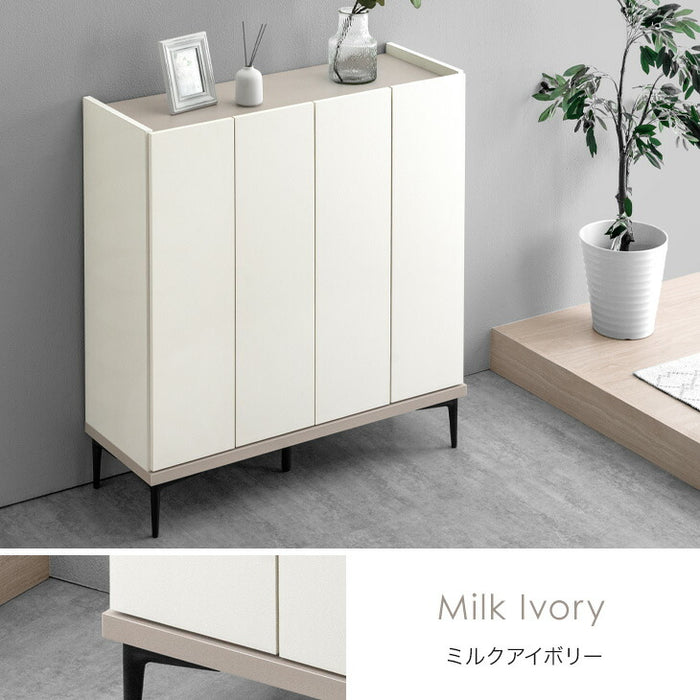 [幅100] シューズボックス 大川家具 完成品 大理石調 飾り棚 ロータイプ スリム 脚付き 棚板 コンパクト 消臭【超大型商品】〔17010098〕