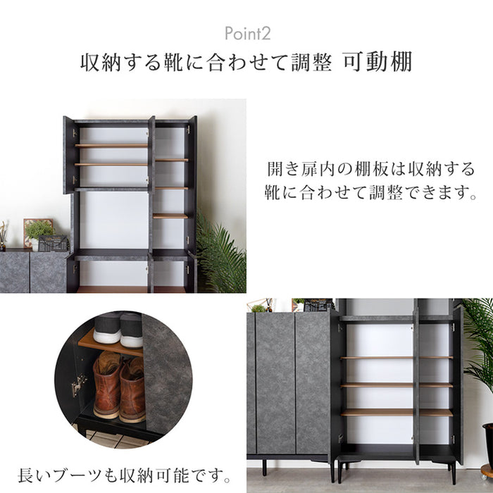 ［幅75］シューズボックス 国産 完成品 ミラー付き 消臭機能付 姿見 下駄箱 ハイタイプ 玄関収納 靴箱【超大型商品】〔17010109〕
