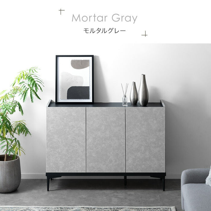 ［幅160cm］モルタル調 キャビネット 2口コンセント付 脚付き 日本製 完成品 サイドボード 【超大型商品】〔17010112〕