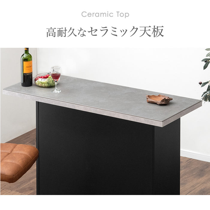 ［幅120］セラミック バーカウンター 完成品 日本製 キッチンカウンター 国産 間仕切り カウンターテーブル【超大型商品】〔17100010〕