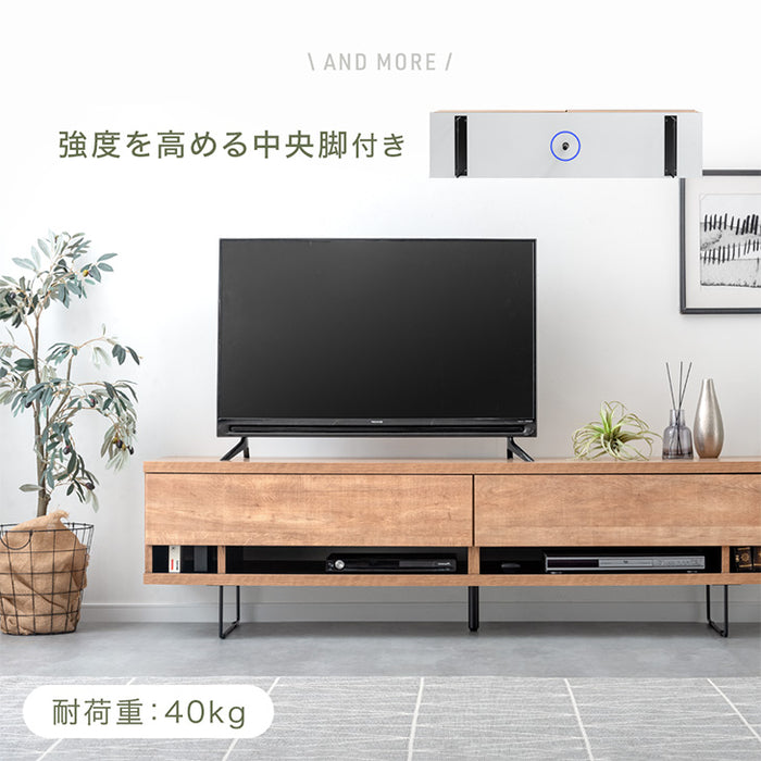 [幅180] 電源タップ&背面収納付 テレビ台 大川家具 完成品 ローボード 脚付き 木製 引き出し【超大型商品】〔17100037〕