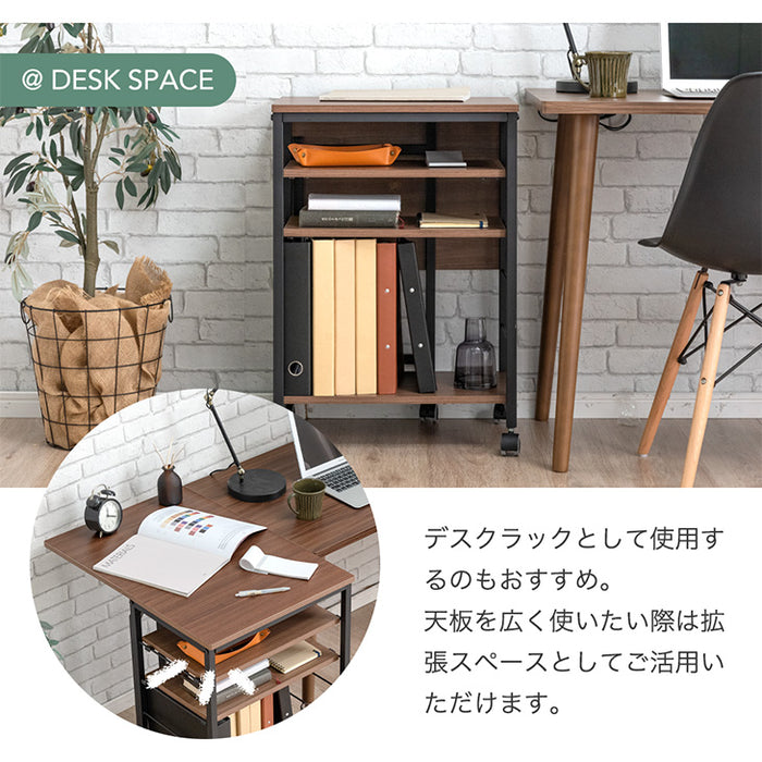 バタフライキッチンラック キャスター/アジャスター切り替え 3段 スライド棚 隙間収納 キッチンワゴン〔17620023〕