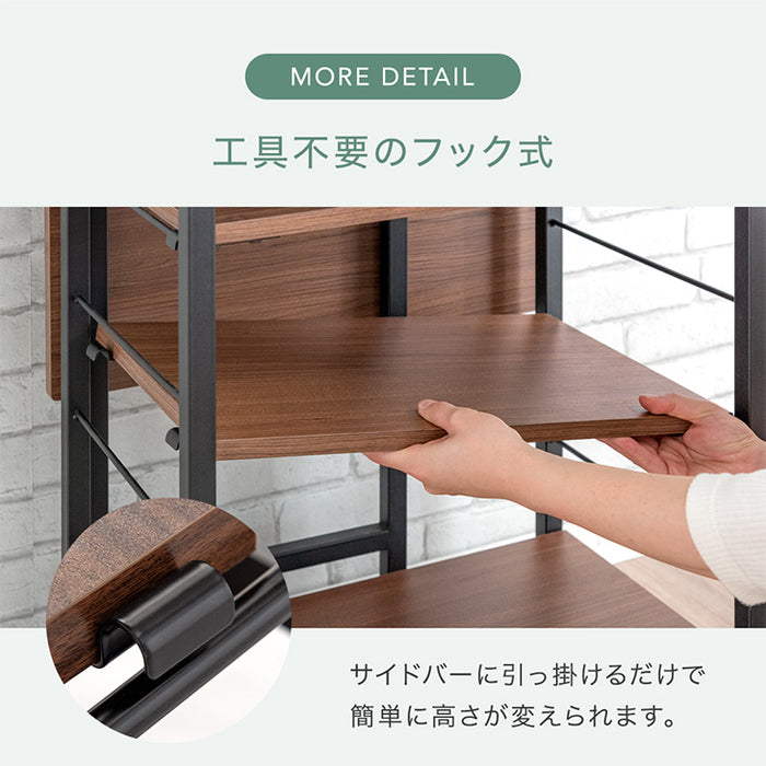 バタフライキッチンラック キャスター/アジャスター切り替え 3段 スライド棚 隙間収納 キッチンワゴン〔17620023〕