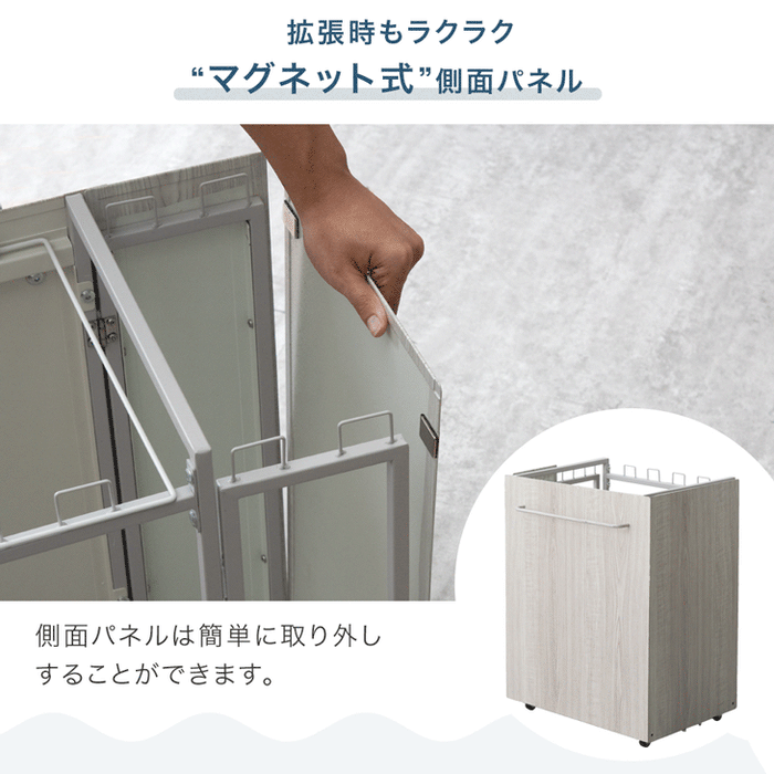 [フタ：無し] 特許取得！ 最大8分別 拡張OK 木目調 目隠し ダストワゴン キャスター付き〔17620097〕