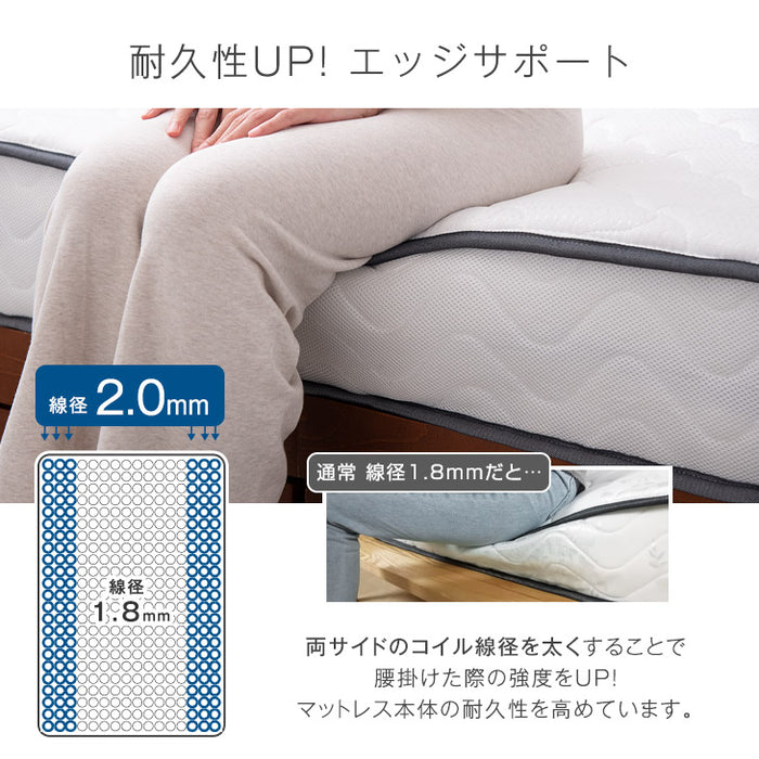 【アウトレット キャンセル戻り品】[ダブル] トリプルエッジサポート ポケットコイルマットレス ホワイト 厚み22cm エコテックス生地 シックハウス対策 3Dメッシュ〔1780000872〕