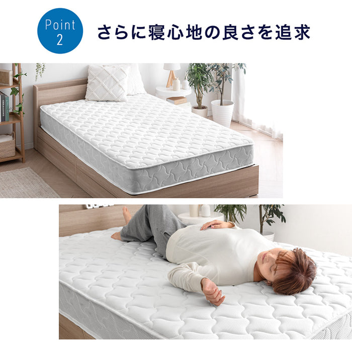 [シングル] ポケットコイルマットレス 3ゾーン構造 3Dメッシュ 厚み22cm ボリュームキルティング 〔17800019〕