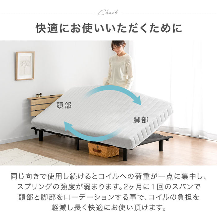 ［セミダブル］宮棚＆2口コンセント 脚付きマットレス ボンネルコイル エコテックス 一体型〔17800210〕