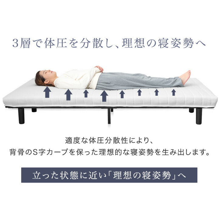 ［シングル］［スタンダードタイプ］ 脚付きマットレス 高反発 厚さ10cm 安心のエコテックス生地 圧縮 一体型 おしゃれ〔17810138〕