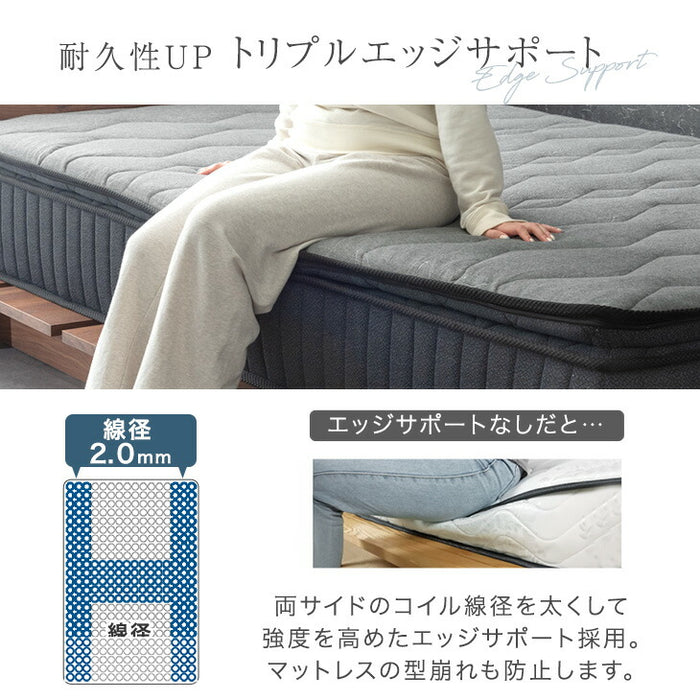 [セミダブル] 選べる寝心地！ 硬さ調整 ピロートップ マットレス 抗菌 防臭 リバーシブル ポケットコイル 〔17810142〕