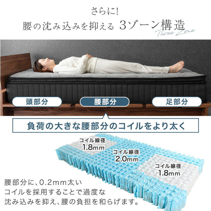 [シングル] 選べる寝心地！ 硬さ調整 ピロートップ マットレス 抗菌 防臭 リバーシブル ポケットコイル 〔17810141〕