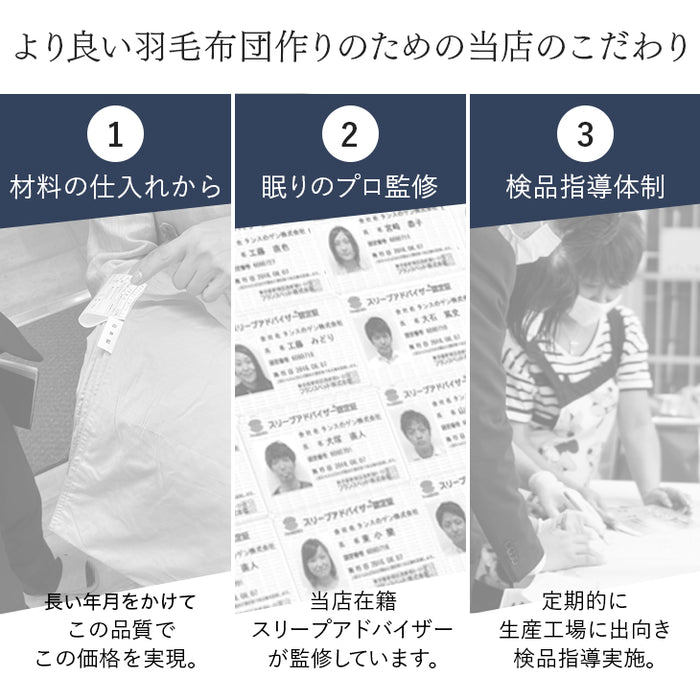 [ダブルロング] 羽毛布団 日本製 スタンダードタイプ ホワイトダックダウン70% 洗える ウォッシャブル  〔19110063〕