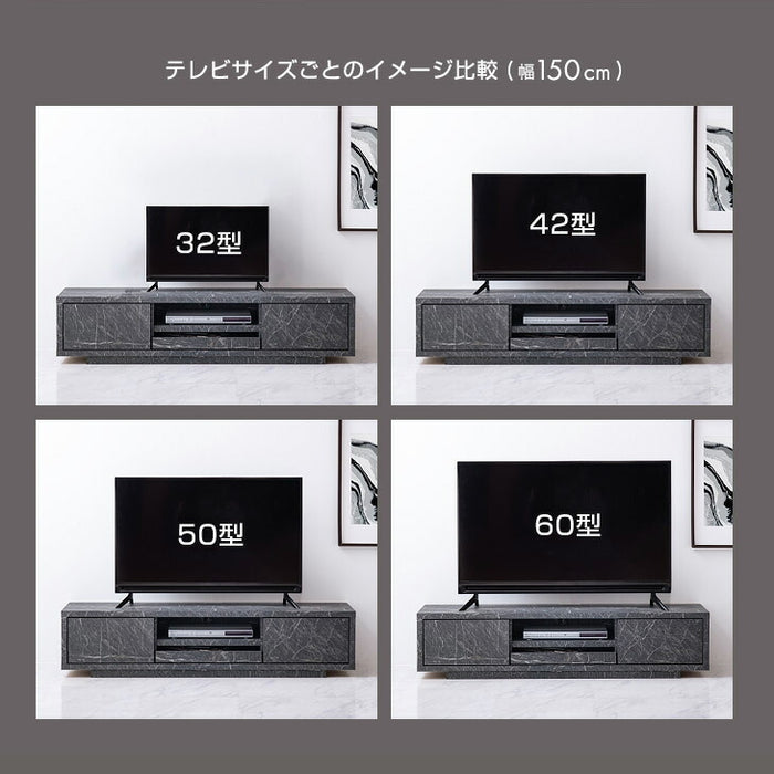 幅180cm 大理石＆セラミック調 テレビ台 プッシュ式引き出し 国産 完成品 ストーン調 TV台 ローボード マーブル柄【超大型商品】〔20010004〕