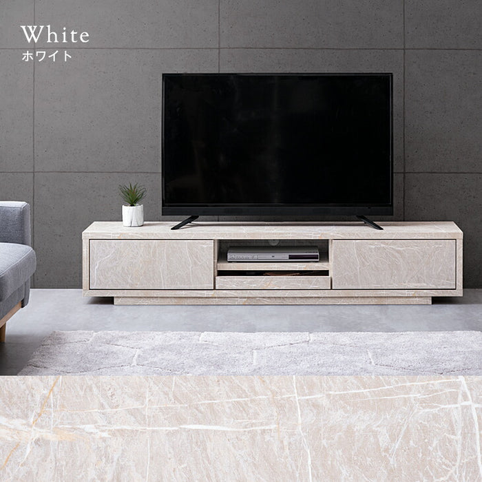幅180cm 大理石＆セラミック調 テレビ台 プッシュ式引き出し 国産 完成品 ストーン調 TV台 ローボード マーブル柄【超大型商品】〔20010004〕