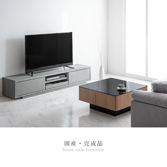 幅180cm 大理石＆セラミック調 テレビ台 プッシュ式引き出し 国産 完成品 ストーン調 TV台 ローボード マーブル柄【超大型商品】〔20010004〕