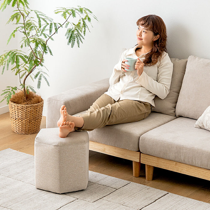 ファブリック スツール クッション付き 六角形 軽量 完成品 コンパクト〔23500018〕
