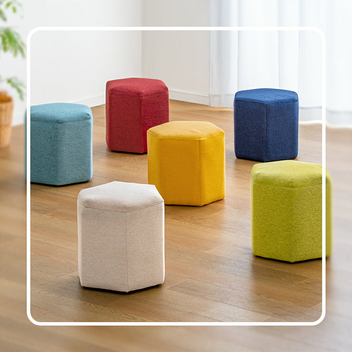 ファブリック スツール クッション付き 六角形 軽量 完成品 コンパクト〔23500018〕