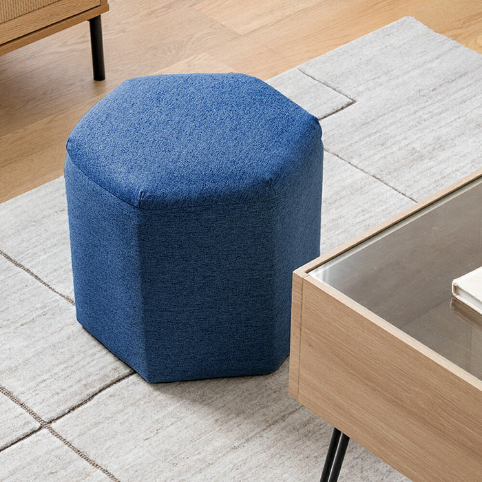 ファブリック スツール クッション付き 六角形 軽量 完成品 コンパクト〔23500018〕