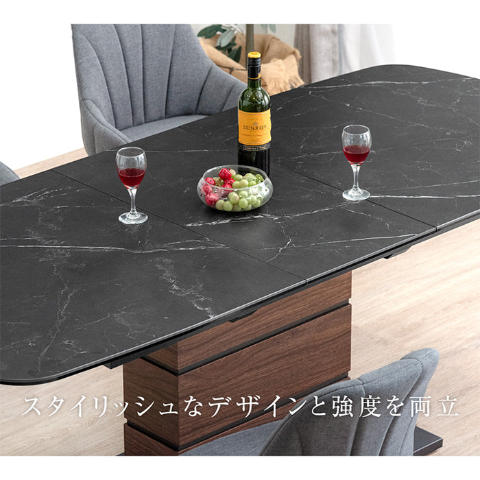 [幅160 200] セラミック 伸長式ダイニングテーブル 単品 4～6人掛け 折りたたみ 長方形【玄関渡し】【超大型商品】〔23570185〕