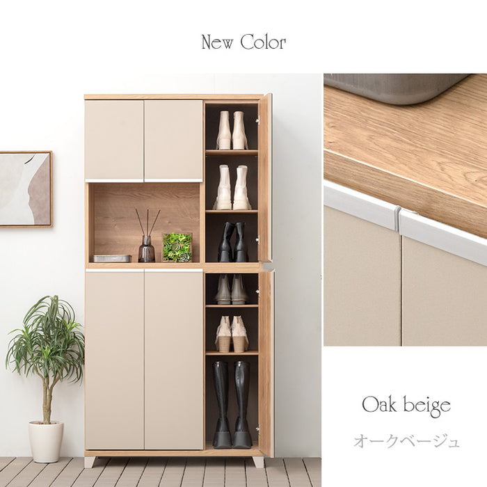 ［幅90cm］ シューズボックス ミラー付き ハイタイプ【超大型商品】〔24900054〕