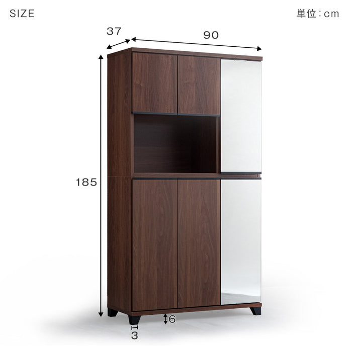 ［幅90cm］ シューズボックス ミラー付き ハイタイプ【超大型商品】〔24900054〕