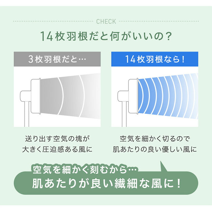 サーキュレーターファン 14枚羽根 DCモーター タイマー付き リモコン 首振り 上下左右〔25800126〕