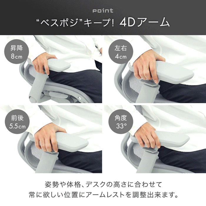 オフィスチェア ワントーンデザイン ハイバック 4Dアームレスト  ロッキング3段階固定 ヘッドレスト〔31500061〕