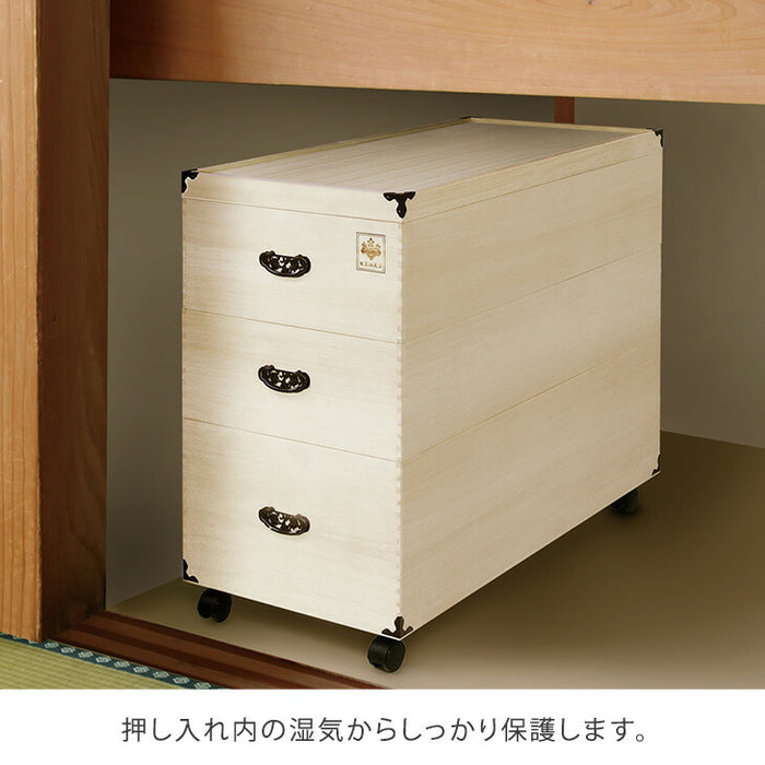 ［2段］ひな人形収納 総桐 完成品 キャスター付き 衣類収納〔35010107〕