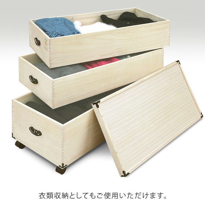 ［2段］ひな人形収納 総桐 完成品 キャスター付き 衣類収納〔35010107〕