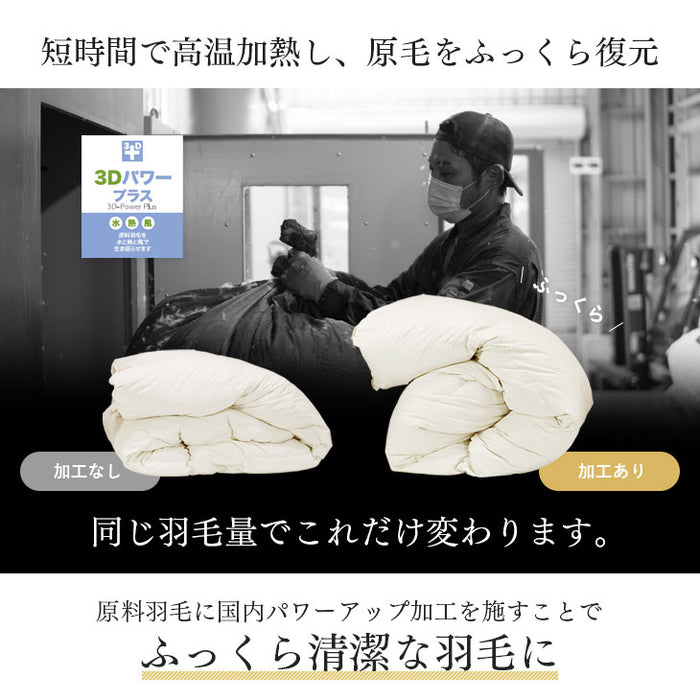 [ダブル] 増量1.7kg 羽毛布団 ホワイトダックダウン90％ CILシルバーラベル 350dp以上 かさ高145mm以上 日本製〔39100056〕