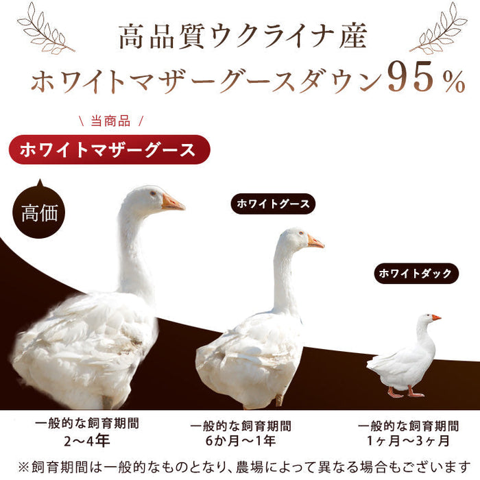 [ダブル] 平和の羽毛 マザーグース 超増量 ウクライナ産 グース 95% 日本製 羽毛布団 二層キルト 60サテン 綿100％ 440 dp以上  洗浄度1500mm 抗菌 防臭 防ダニ ブラックラベル 〔39100358〕