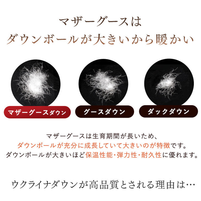 [セミダブル] 平和の羽毛 マザーグース 超増量1.5kg ウクライナ産 グース 95% 日本製 羽毛布団 二層キルト 60サテン 綿100％ 440 dp以上  洗浄度1500mm 抗菌 防臭 防ダニ ブラックラベル 〔39100357〕